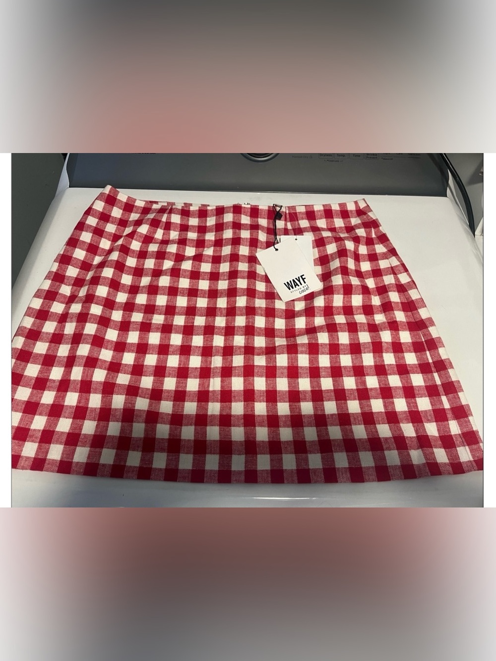 NWT Wayf Red and White Gingham Skirt